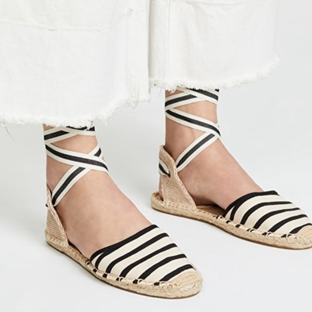 Soludos canvas stripe ankletie espadrilles 8.5